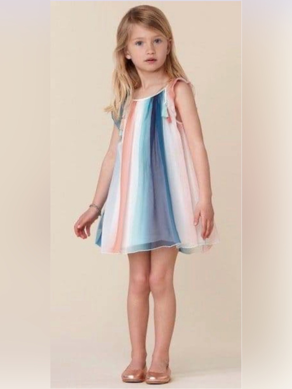 Chloe Girls Couture Rainbow Silk Chiffon Dress, Rainbow, Size 5